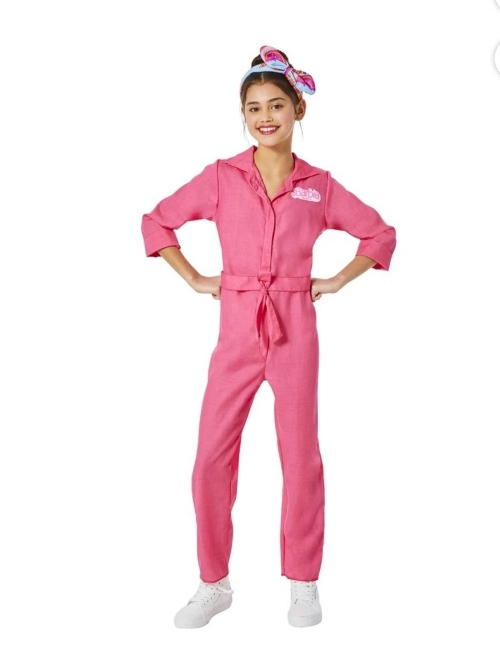 Barbie Pink Power Jumpsuit Costume - Bright Pink Girls XL 14/16 New